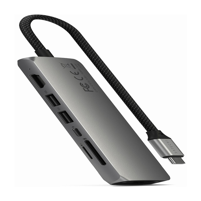 PST-P7SM Satechi スペースグレイ [ハブ・ドッキングステーション 7-in-1 USB-C Slim Multiport Adapter with Ethernet 【日本正規代理店品】]｜総合通販PREMOA 店
