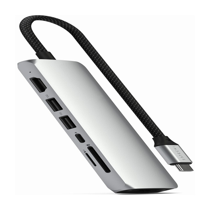 PST-P7SS Satechi シルバー [ハブ・ドッキングステーション 7-in-1 USB-C Slim Multiport Adapter with Ethernet 【日本正規代理店品】]