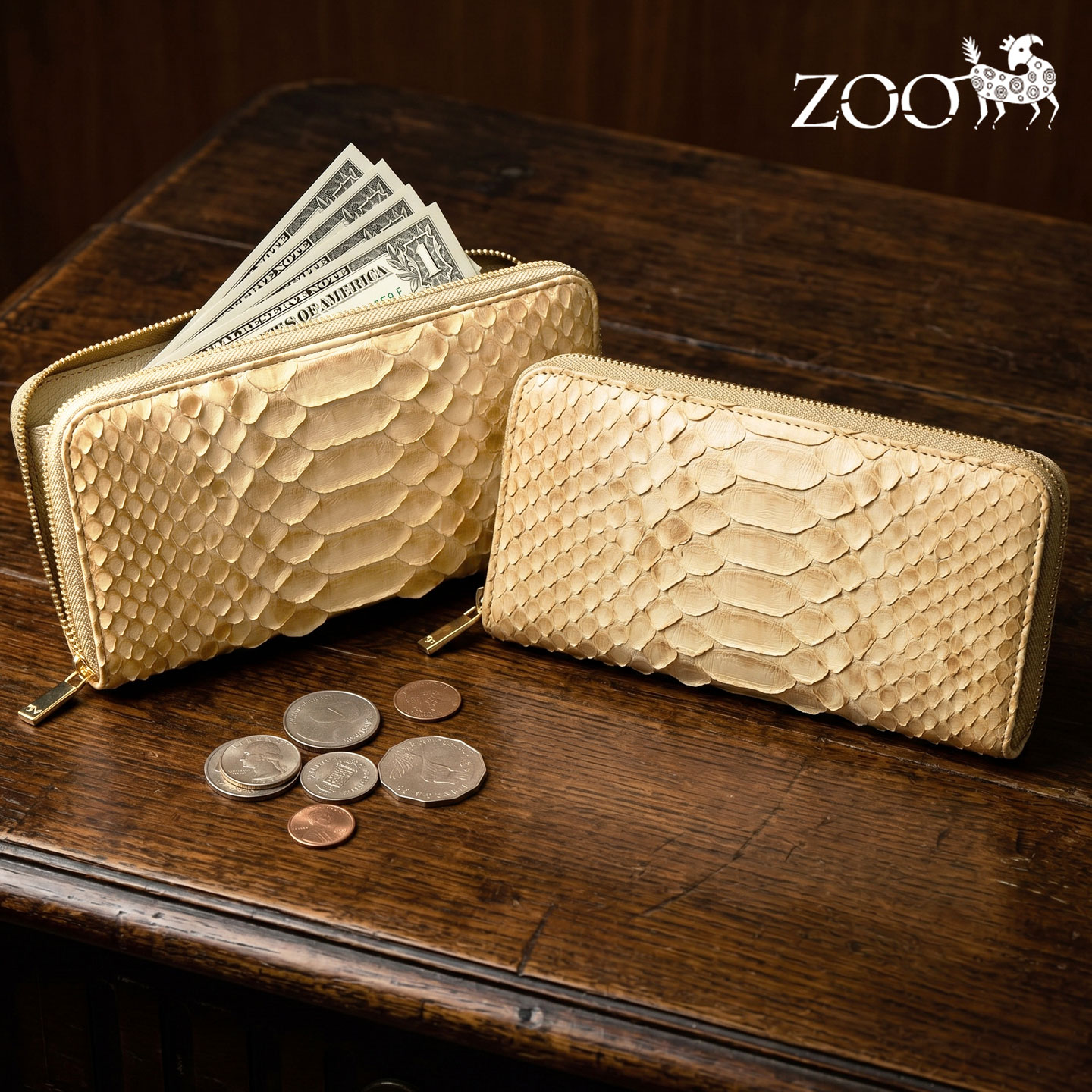 ZOO ズー 日本製 ZLW-171 長蛇革 ラウンドチャック 長札入れ ダイヤモンドパイソン 紙入れ コインケース 長蛇 なめし革 蛇 長蛇 本革 サイフ 鞄 札入れ ウォレット 通い 通学 旅する zoo 札入れ メンズウォレット レディースウォレット