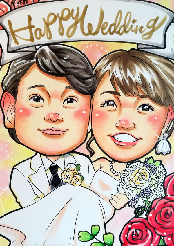 ウェルカムボード 似顔絵 ブライダル 結婚式 プレゼント 両親 贈答用 サンクスボード ウェディング 贈答品