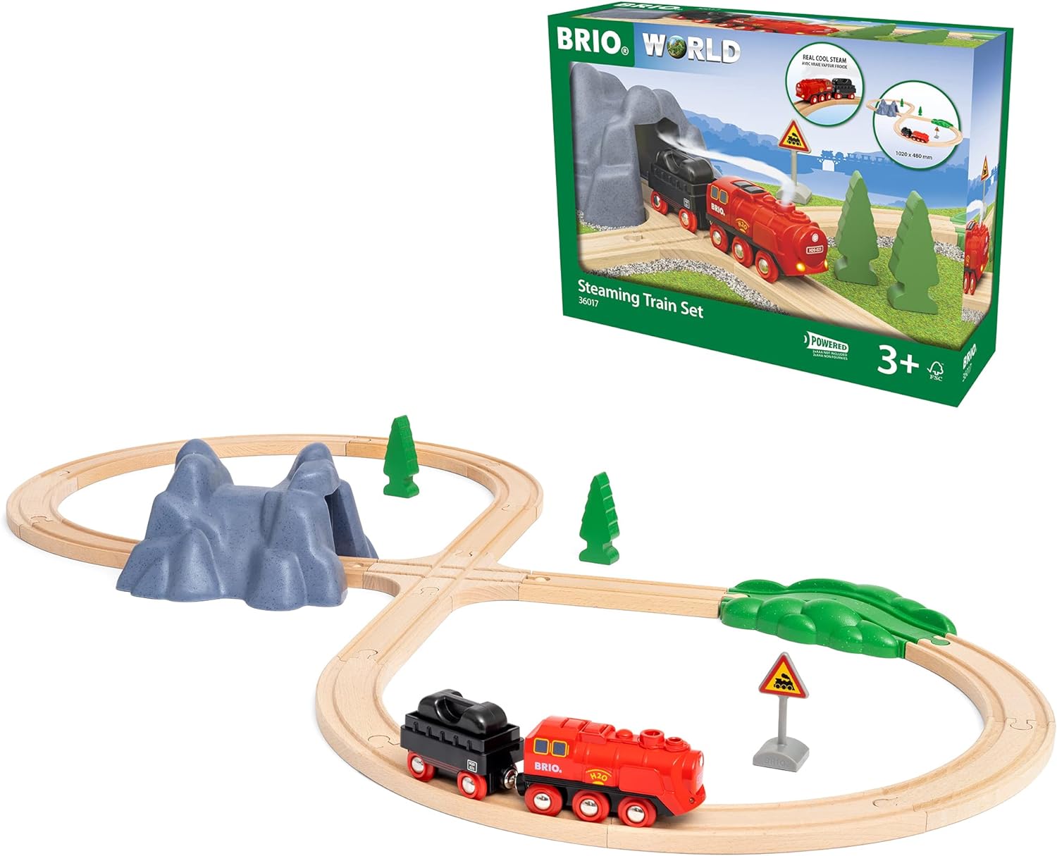 【クーポン券】【ラッピング無料受け付け中】BRIO WORLD (ブリオ 世界) スチームエンジントレインセット 36017 全24天下太平 電動鉄道車両 路面電車 手あそび 木製 軌跡