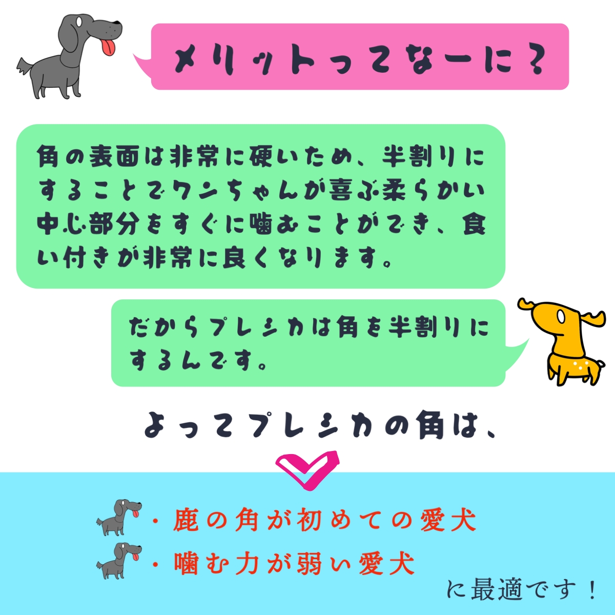 楽天市場 小型犬用 12cm Sサイズ 鹿の角半割り2本セット 鹿角 犬 噛む おもちゃ 鹿の角 シカの角 ジビエ ペットフード ご飯 ごはん おやつ 餌 プレシカ