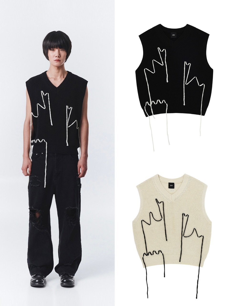 楽天市場】正規品【 OY CURVED LINE KNIT VEST 】 オーワイ カーブ