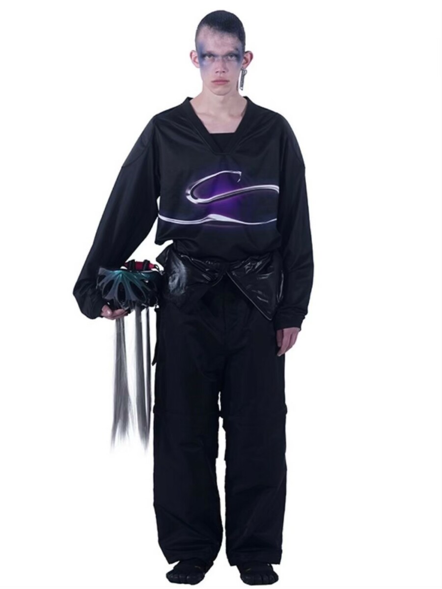 在庫有 正規品 ガシサイケ V Neck Long Sleeve オーバーサイズ 中国 中国ブランド ブランド 中国ファッション ユニセックス メンズ レディース 原宿 ストリート Xu Dog Vネック ロンt ロングスリーブ Lalegalhelp Com
