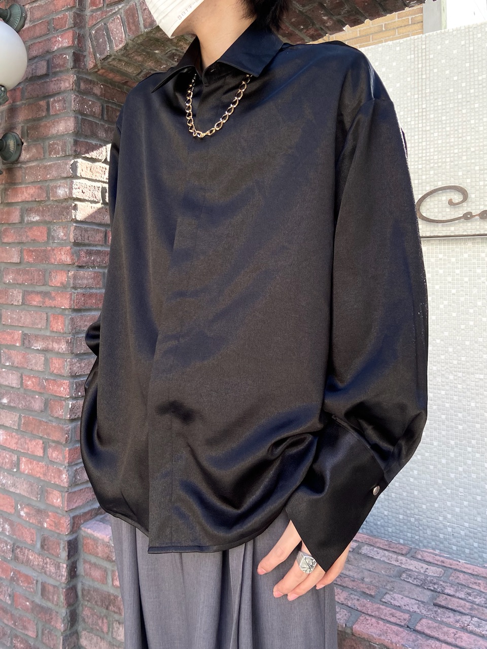 正規品【 XU chain shirt 】 エックスユー シャツ チェーン チェーンシャツ チェーン付き チェーンネックレス風 秋服 冬服 Pressing pressing プレッシング プレッシングウェブショップ