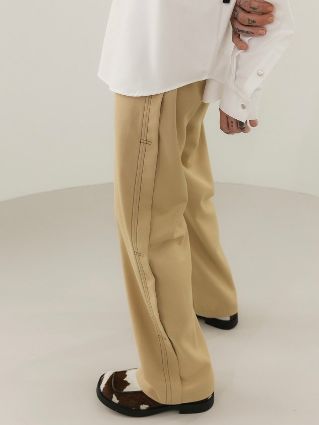 正規品【 ANOTHERYOUTH wool stitch pants 】 アナザーユース ステッチパンツ ウールパンツ ステッチ パンツ ベージュ ボトム セットアップ 別売り バラ売り セットアップ対応 Pressing pressing プレッシング プレッシングウェブショップ