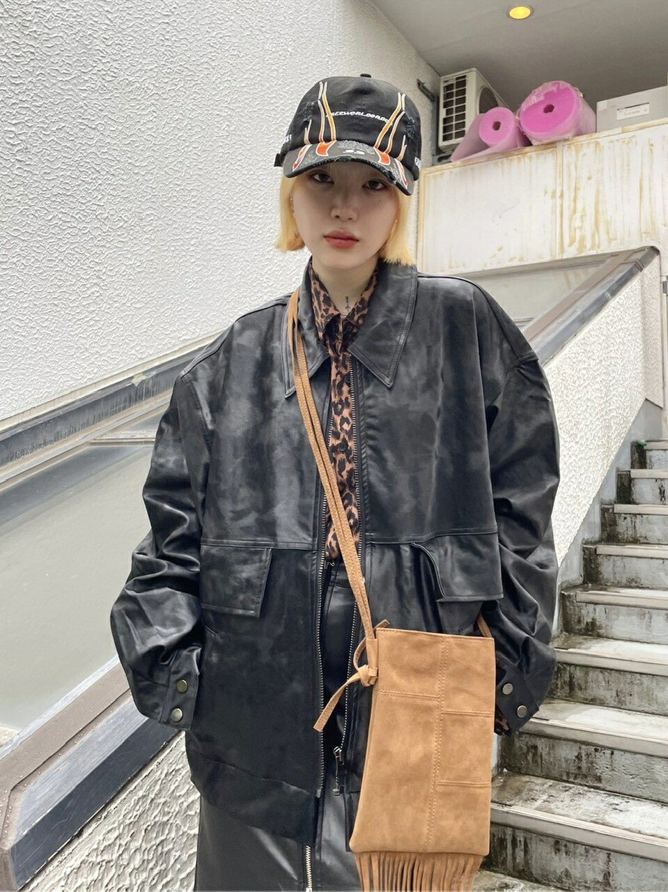 正規品【 XU tie-dye leather jacket 】 エックスユー ジップジャケット ジップアップジャケット アウター レザージャケット レザー ジャケット 羽織 秋服 冬服 タイダイジャケット タイダイレザージャケット Pressing pressing プレッシング プレッシングウェブショップ