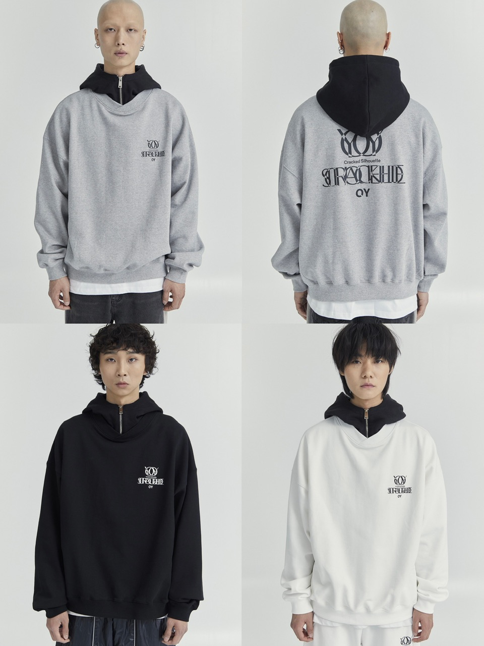 正規品【 OY OVERLAY LOGO ZIPPER POLA HOODIE 】 オーワイ フーディ パーカー オーバーサイズフーディ オーバーサイズパーカー layered 重ね着 ロゴフーディ プリントフーディ オーバーサイズ｜Pressing 15,466円