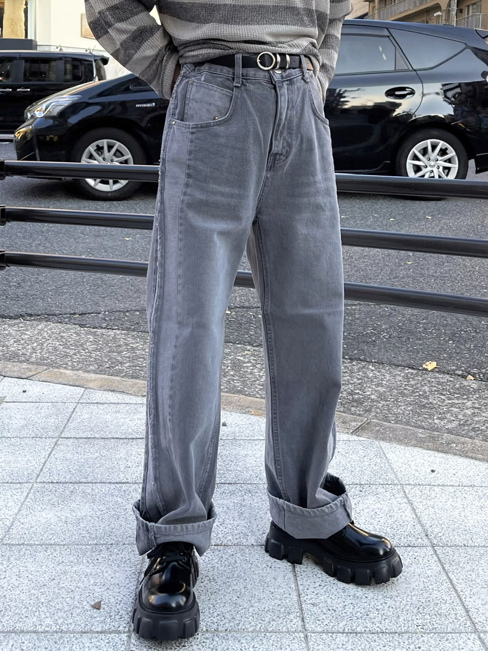 正規品【 Chikashitsu + pattern design denim pants (2color) 】 チカシツプラス パンツ デニムパンツ ジーンズ デニム ウォッシュデニム デニム ブラック ブルーデニム Pressing pressing プレッシング プレッシングウェブショップ vandy the pink tripp nyc unknown｜Pressing