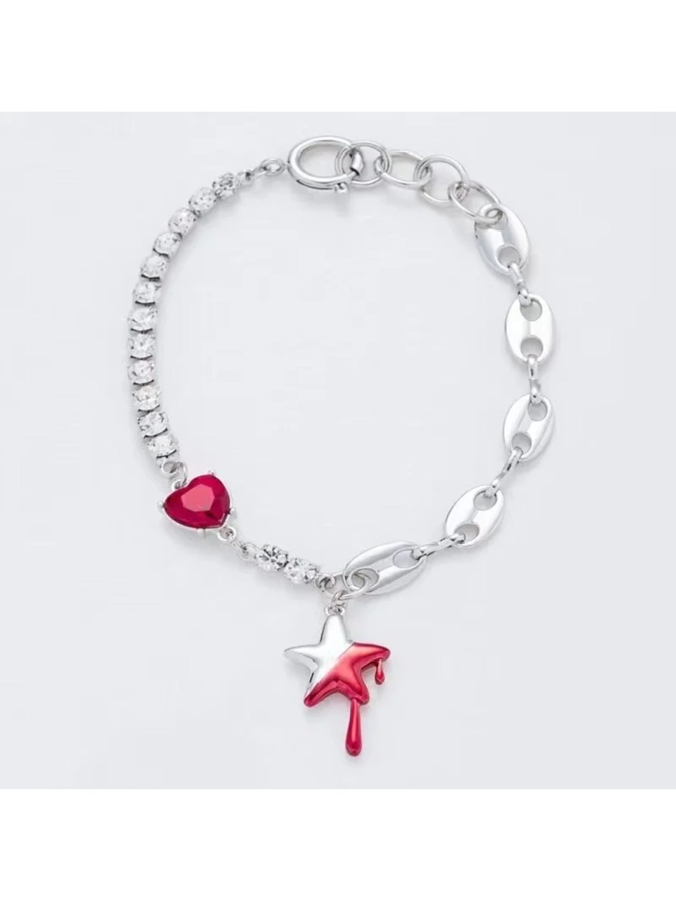 置き目品【 VSCH Drip Blood On The Star Bracelet 】 付属品 腕輪 ハート形 ハート形腕輪 星 はやりっ子 はやりっ子腕輪 しろがね色 しろがね色腕輪 流行り物科目 流行り物小物 Pressing pressing プレッシング プレッシングウェブショップ