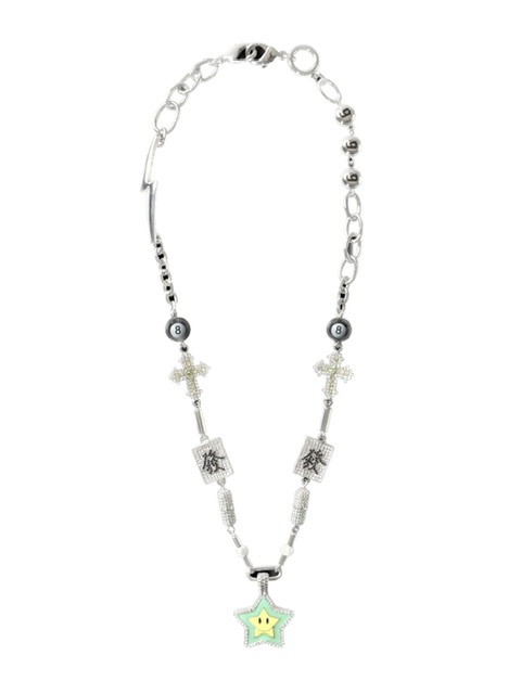 正規品【 VSCH Star Smiley Cross Capsule Mahjong Diamond Necklace 】 アクセサリー ネックレス ロゴ ロゴネックレス スターネックレス　シルバー シルバーネックレス ファッションアイテム ファッション小物 Pressing pressing プレッシング プレッシングウェブショップ