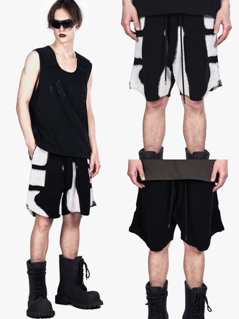 置き目品 【 F.V.V.O Splicing Damaged Middle Pants 】 フリーワールドオーダー ズボン下 二分の一ズボン下 ボトムス Pressing pressing プレッシング プレッシングウェブショップ
