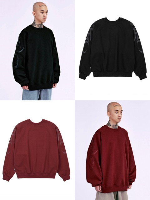 置き目品【 AJOBYAJO Tribal AJO Leather Applique Sweatshirt 】 アジョバイアジョ  トップス 流汗 スウェットトップス なめし革 なめし革ひな型 長袖 長袖トップス Pressing pressing プレッシング プレッシングウェブショップ