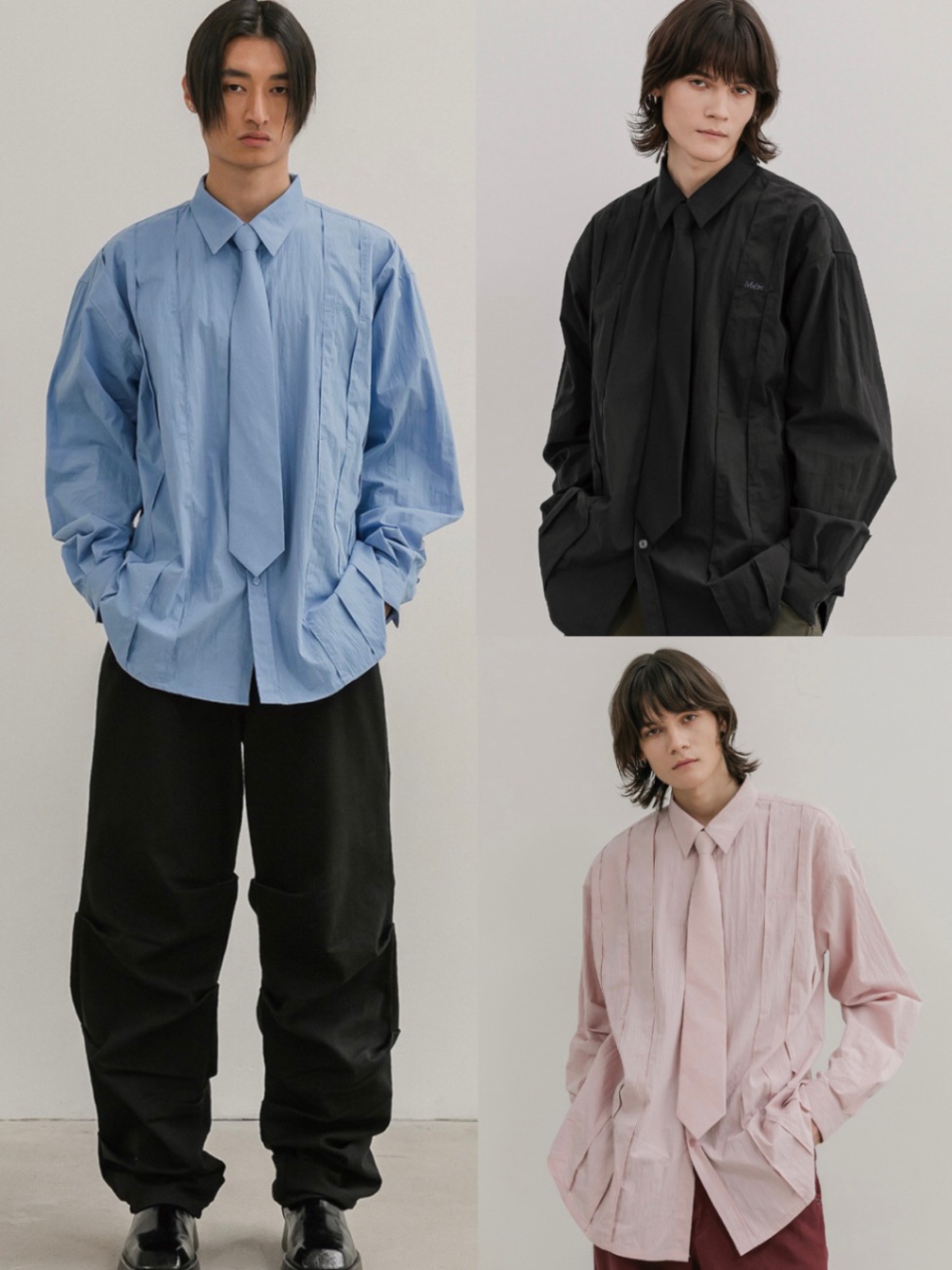 正規品【 ESC STUDIO peach washing pintuck tie shirt 】 イーエスシースタディオ トップス シャツ ピンタックシャツ ネクタイ ネクタイシャツ 長袖 長袖トップス Pressing pressing プレッシング プレッシングウェブショップ