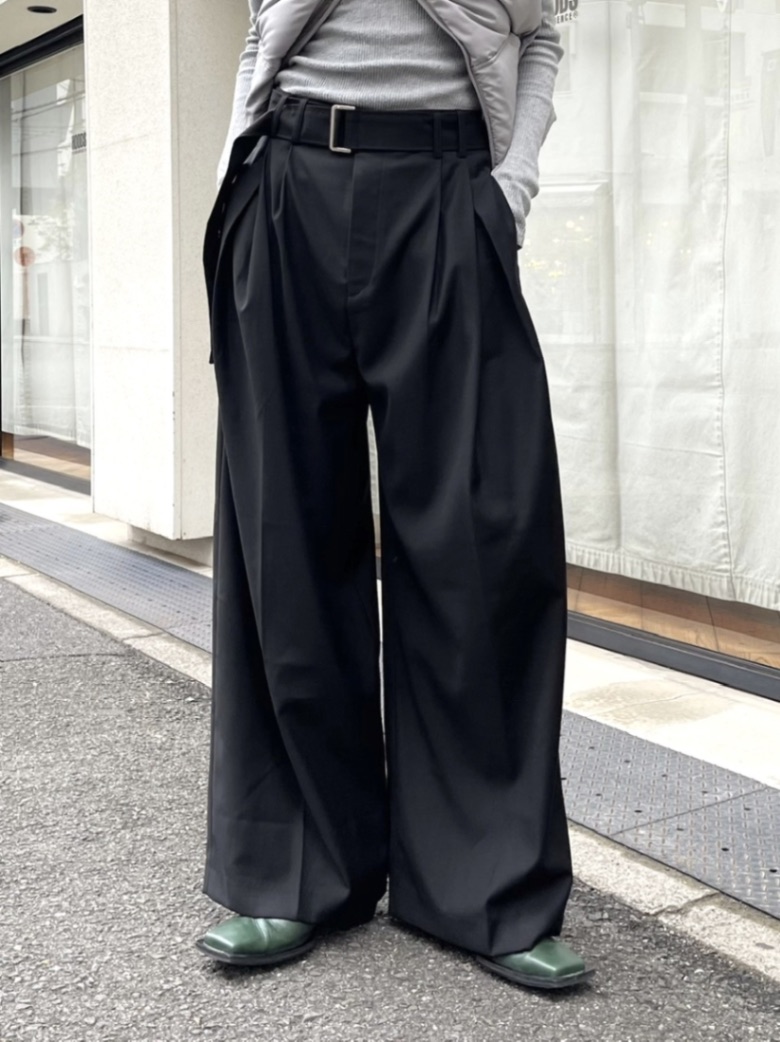 正規品【 Chikashitsu + belt wide slacks (3color) 】 チカシツプラス ボトムス ボトム パンツ スラックス スラックスパンツ ワイドスラックス ベルト ベルトパンツ ベルトセット Pressing pressing プレッシング プレッシングウェブショップ