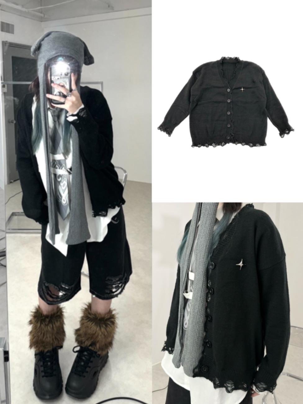 楽天市場】正規品【 XU damage knit cardigan (2color