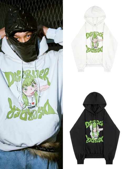 置き目品 【 SUNDAY OFF CLUB I LOVE TECHNO HOODIE 】 SOC サンデーオフクラブ トップス フーディー パーカー ボンネット ティーシャツ プルオーバーフーディー アニメ 長袖 長袖トップス Pressing pressing プレッシング プレッシングウェブショップ