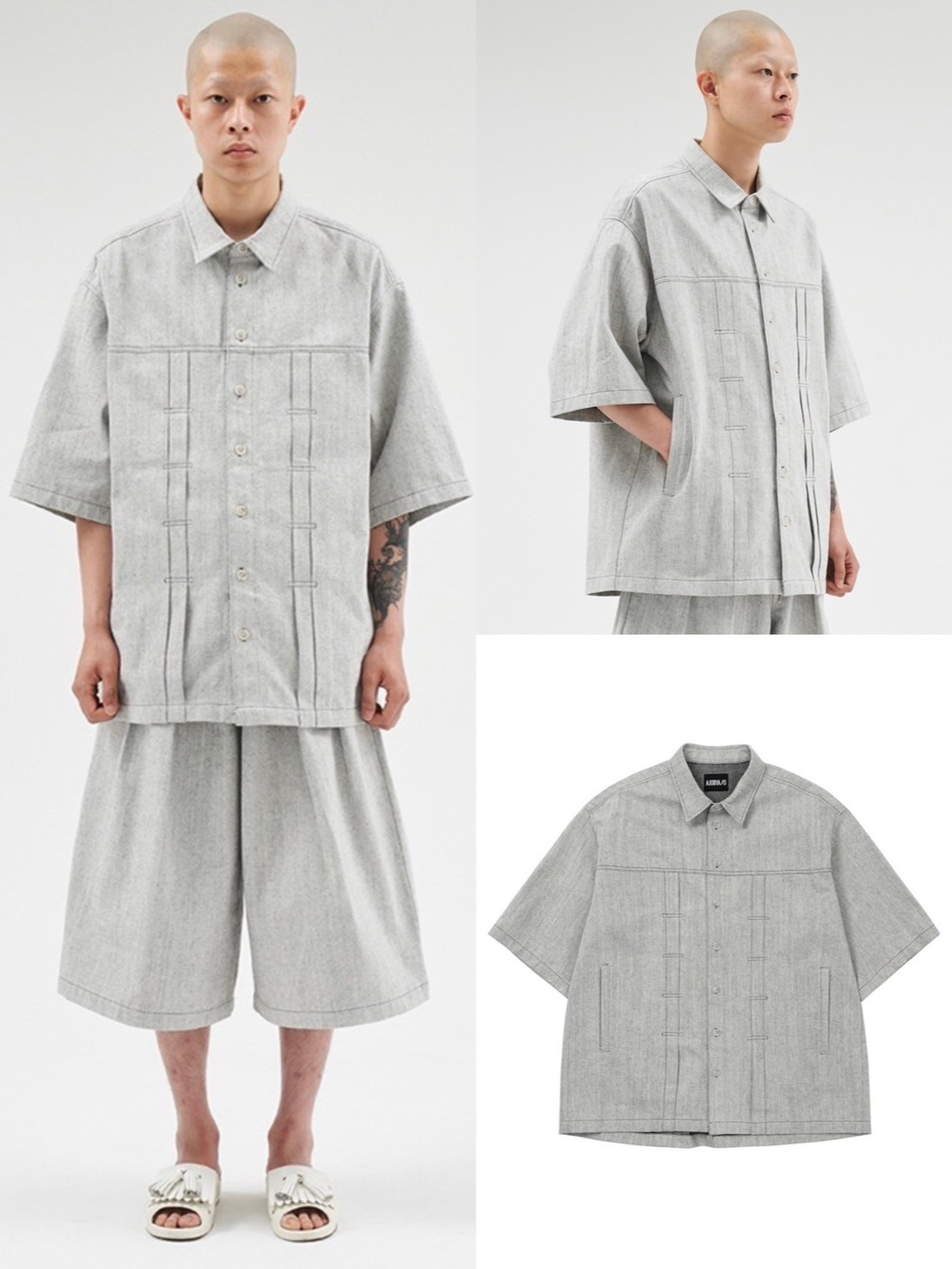 正規品【 AJOBYAJO Denim Trucker Shirt 】 アジョバイアジョ シャツ トップス 半袖 オーバーサイズ セットアップ 別売り バラ売り Pressing pressing プレッシング プレッシングウェブショップ
