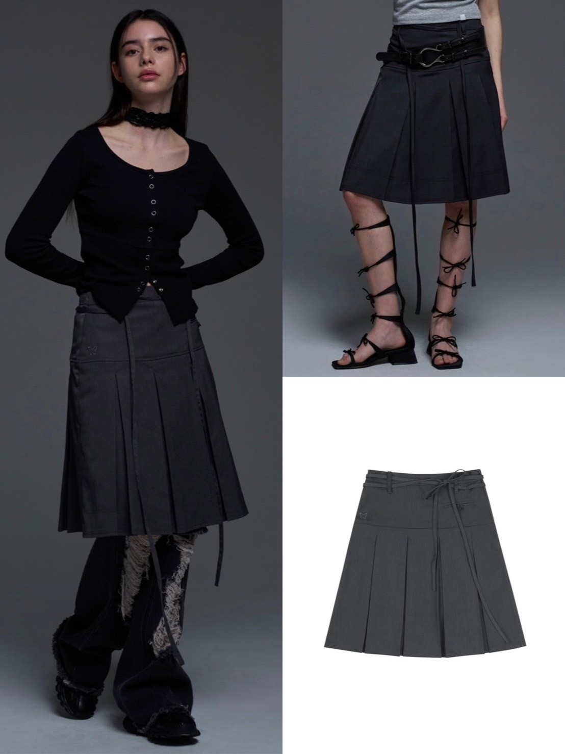 TRIPP NYC スカート POST JUNK / 90's TRIPP NYC Black Twill Bondage Skirt [M]