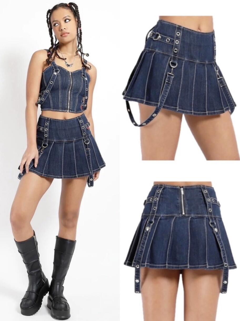 正規品【 TRIPP NYC PLEATED BONDAGE SKIRT[DS4235] 】 トリップ ニューヨークシティー スカート デニムスカート デニム ミニスカ ミニ丈 ボトムス パンクファッション 個性派ファッション Pressing pressingプレッシング プレッシングウェブショップ｜Pressing