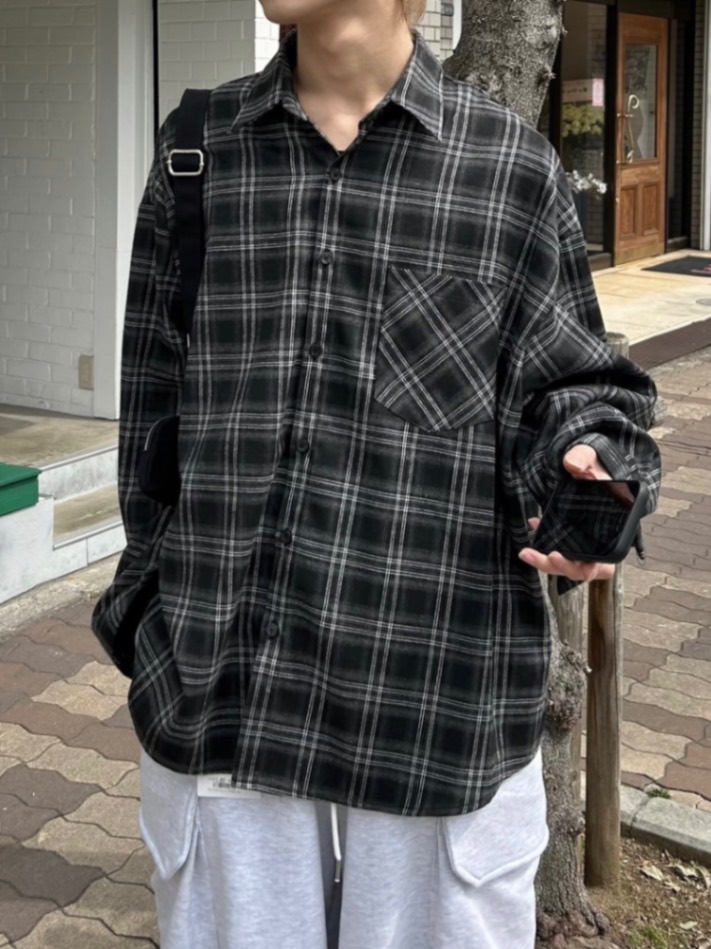 置き目品 【 Chikashitsu + oversized check shirt 】 チカシツプラス チカプラ ロングスリーブシャツ 厚地の外套大きさ プルオーバー 読み合わせる 羽織 トップス 長袖 Pressing pressing プレッシング プレッシングウェブショップ vandy the pink tripp nyc unknown london oy