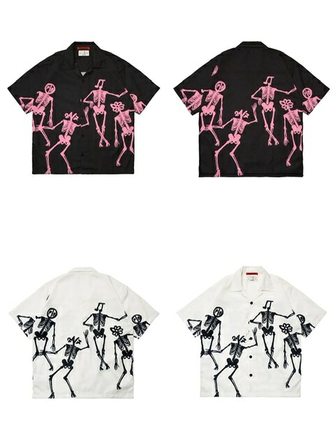 正規品【POSH BRAIN CANT STOP OPEN COLLAR SHIRT】前面プリント 半袖トップス 半袖シャツ オーバーサイズ ストリートファッション
