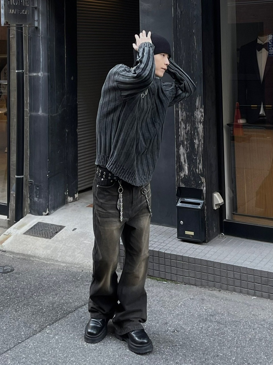 受注制【Chikashitsu +】dirty washing rib knit|Pressing