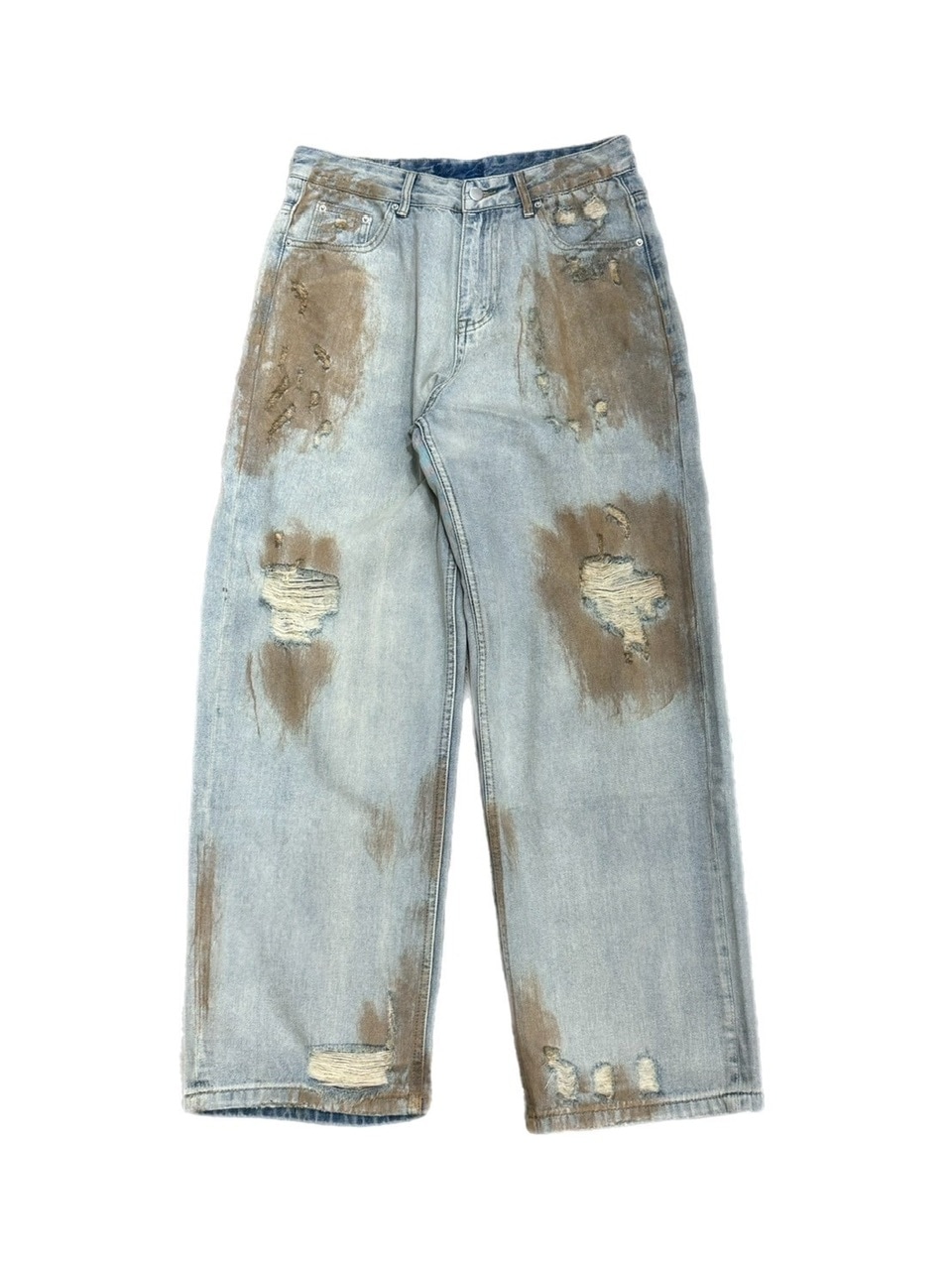 受注制【Chikashitsu +】bloody wash damage denim pants|Pressing