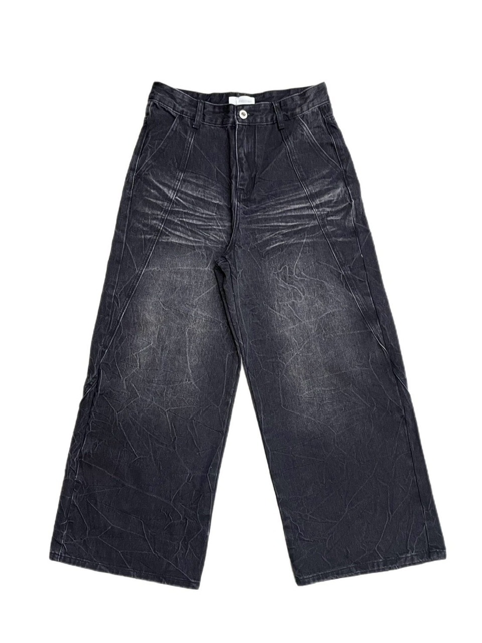 受注制【Chikashitsu +】curve stitch wide denim pants|Pressing