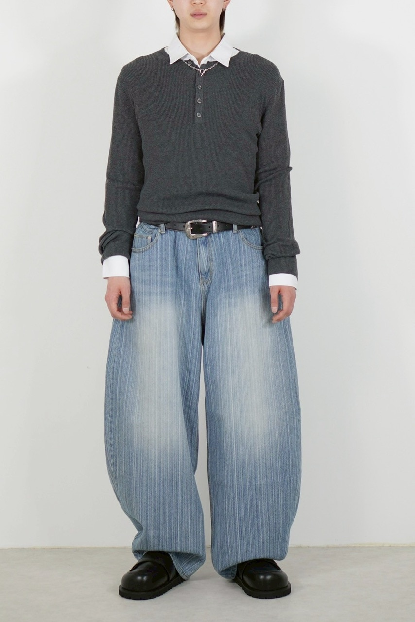 受注制【Chikashitsu +】henry neck long sleeve knit (4color)