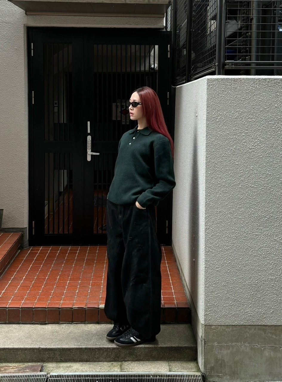 受注制【Chikashitsu +】wool touch lib knit polo