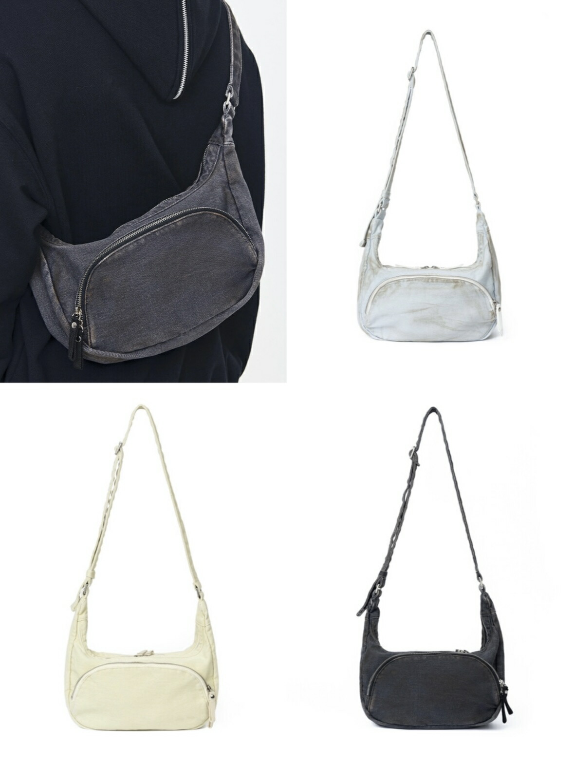 置き目品【HAH ARCHIVE [After Pray Edition] Ferry Washed Hobo Bag】韓国ブランド名 HAH archive ハーアカイブ ショルダーバッグ 飛脚屋御徒面子 ハンドバック 大静電容量御徒面子 色つや御徒面子 肩かけ御徒面子