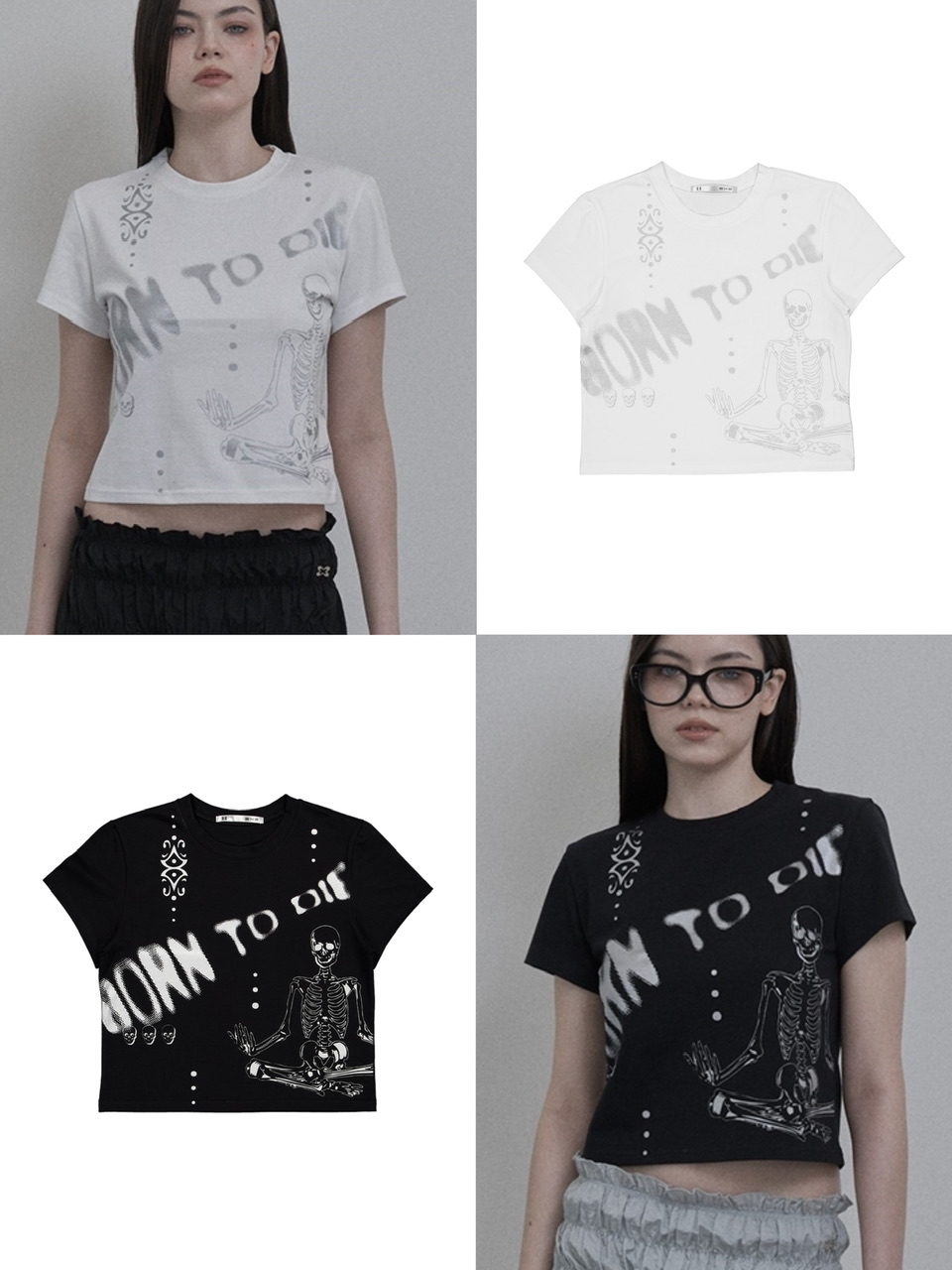 正規品【SETUP‐EXE BORN TO DIE TOP】韓国ブランド SETUP‐EXE セットアップ 半袖Tシャツ 半袖トップス クロップT クロップドトップス プリントTシャツ 韓国ファッション 韓国ストリート ストリートファッション