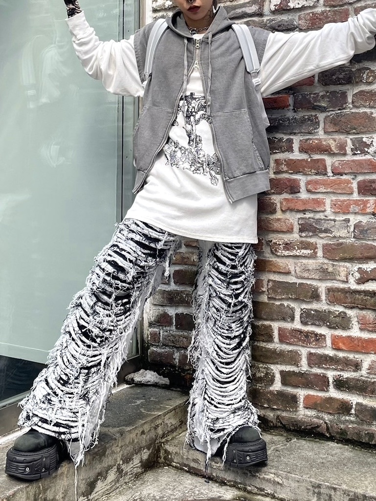受注制【XU DOG】pigment sleeveless zip up hoodie (2color)｜Pressing