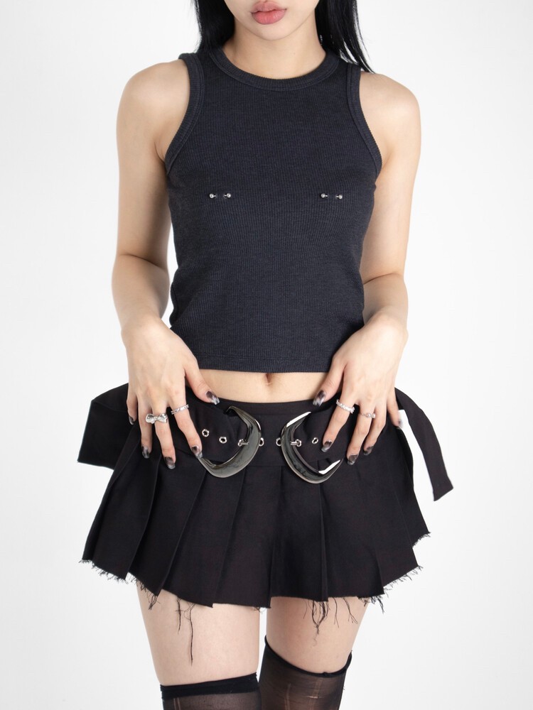 正規品【KAIYA nipple piercing sleeveless】タンクトップ ノースリーブ ガーリー ストリートファッション 韓国ファッション