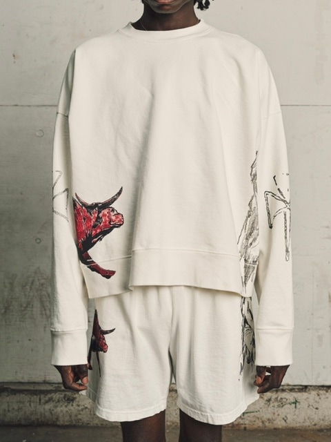 正規品【BASKETCASE REGIONAL FOLKLORE crewneck】長袖トップス 長袖Ｔシャツ オーバーサイズ ストリートファッション ユニセックス