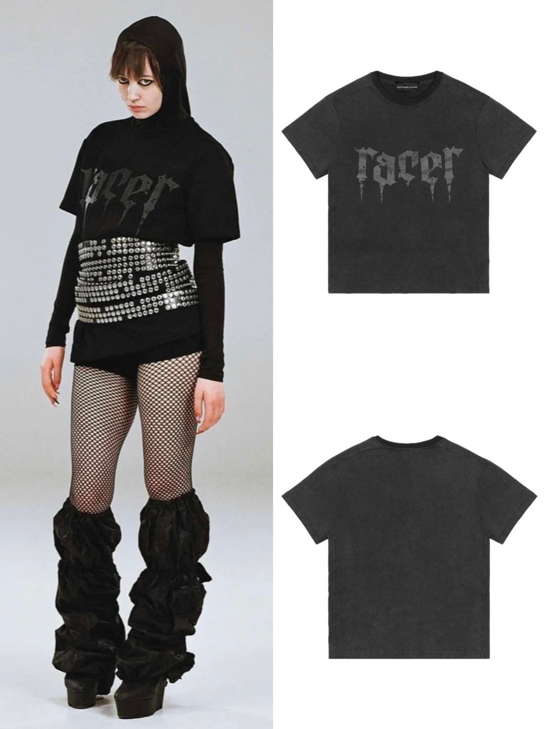置き目品【RACER WORLDWIDE Print Panel T-Shirt】半袖トップス 半袖プルオーバー 刷り上げるプルオーバー ロゴタイププルオーバー 厚地の外套大きさ ユニ一発やる 表どおり流行り物