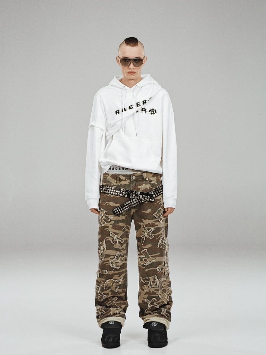 置き目品【RACER WORLDWIDE Spike Text Hoodie】フーディー パーカー ティーシャツ 厚地の外套大きさ ユニ一発やる ストリートファッシファッション