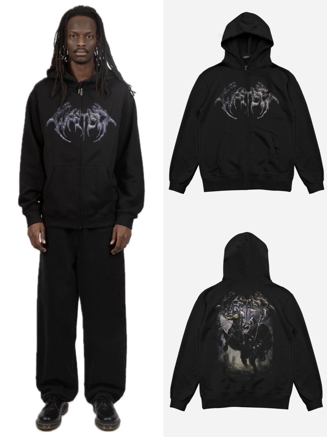 正規品【WASTED PARIS HOODIE ZIP ASHES】ジップパーカー プルオーバー ジップフーディー ユニセックス オーバーサイズ ストリートファッシファッション｜Pressing