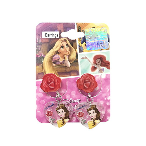 ベル ハート 女の子 キャラクター 景品 イヤリング プリンセス ディズニー キッズ 子供会 美女と野獣 アクセサリー イエロー
