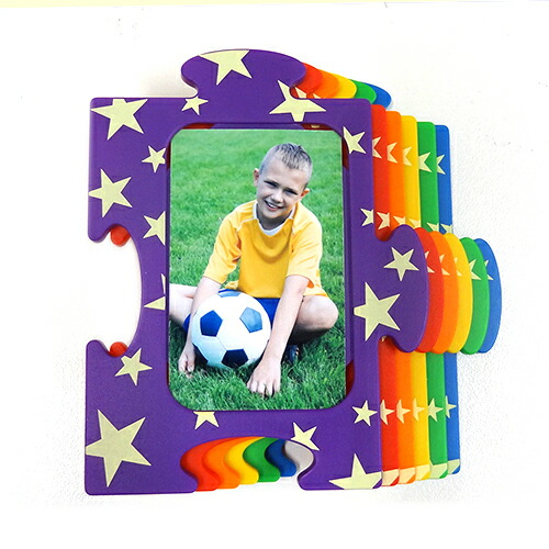 パズルフォトフレーム Rスターサッカー 写真立て フォトフレーム 6色セット 写真 星 インテリア ベビー 赤ちゃん 子供 ペット 家族 恋人 友達 ギフト プレゼント 誕生日 出産祝い 新築祝い 送料無料 メール便配送 送料無料