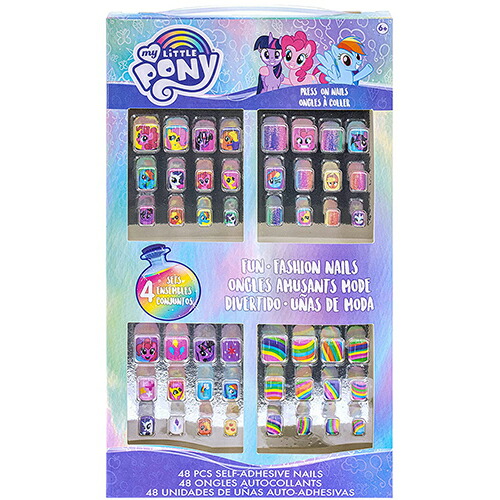 マイリトルポニー ネイルチップ 48個入り My Little Pony グッズ おもちゃ アクセ ネイル ネイルグッズ つけ爪 つけづめ 接着剤付き おしゃれ ポップ Ny レインボー かわいい キッズ こども Usa 輸入品 ポニー ユニコーン インポート ハズブロ カラフル 子供 女の子