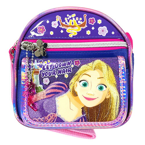 ラプンツェル おにぎり ショルダー バッグ ( 表裏パープル ) 19020 ポシェット キッズ 子ども 斜め掛け ディズニー プリンセス 塔の上のラプンツェル 外ポケット付き ピンク ラメ パープル ミニ ショルダー 女の子 PCNG-3156画像