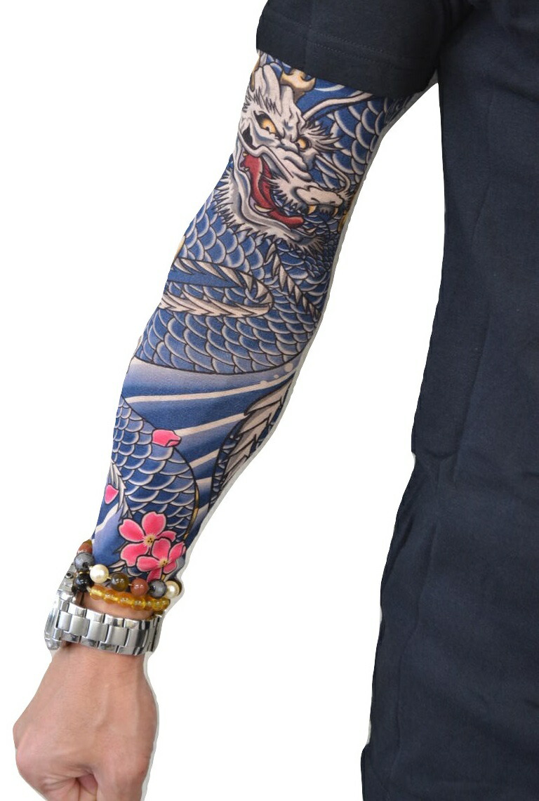 楽天市場 Tattoo スリーブ 刺青 入れ墨 アームカバー 左右2本組 タトゥ アームサポーター 和柄 極道 般若 龍 ２枚セット プライス エボリューション