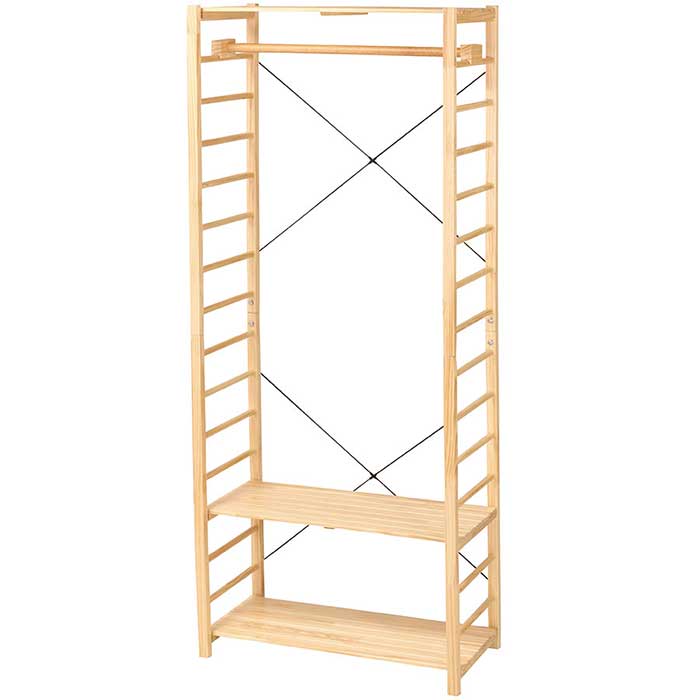 ハンガーラック Pir Hg1842 木製 コートハンガー 衣類収納 ハンガーパイプ 収納家具 コート掛け洋服掛け 高さ調節可能 天然木 ナチュラル ブラウン 棚ピッチ1mm 靴棚 小物置き 収納ラック 可動棚 ウッドラック パイン材 ワードローブ Butlerchimneys Com