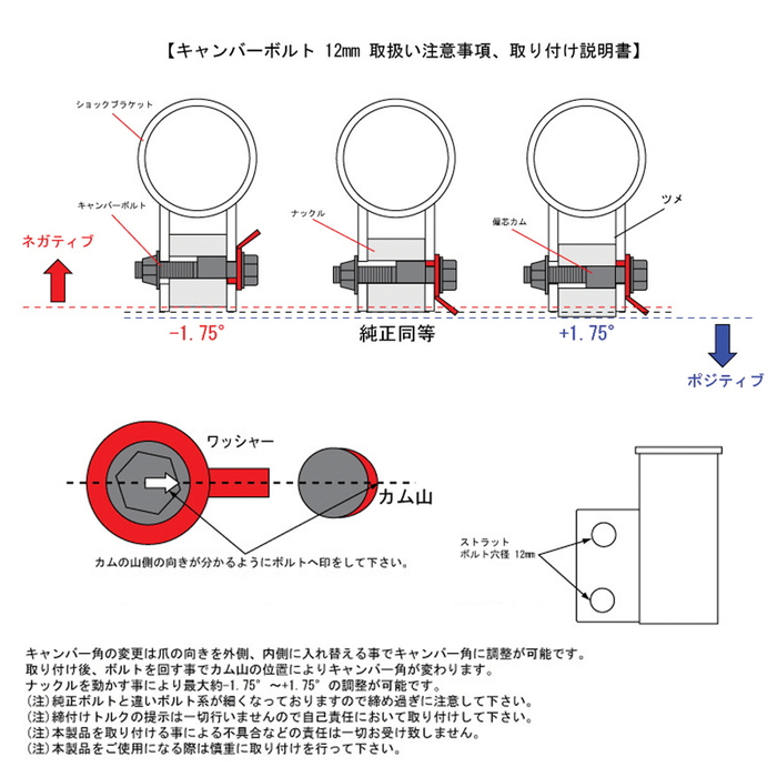 キャンバーボルト SUZUKI DA17V エブリィ専用 2WD フロントタイヤの