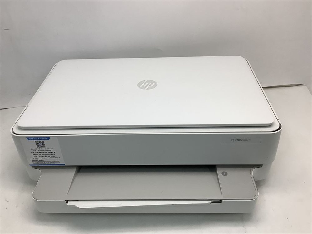 【中古】HP プリンター A4インクジェット複合機 ENVY 6020 ホワイト スマホ印刷 Wi-Fi対応 テレワーク（型番：7CZ37A#ABJ）