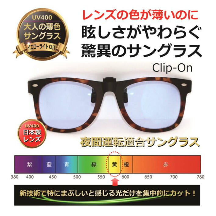 眩しさを抑える大人の薄色サングラス ネオコントラスト 夜間運転適合 サングラス メガネ サングラスの 人気 バッグ 小物 ブランド雑貨 サングラス 夜間運転適合 美肌 前掛け Neocon Clipon 313br 薄い色 美容 Uvカット クリップオン Eye Merry夜間運転対応