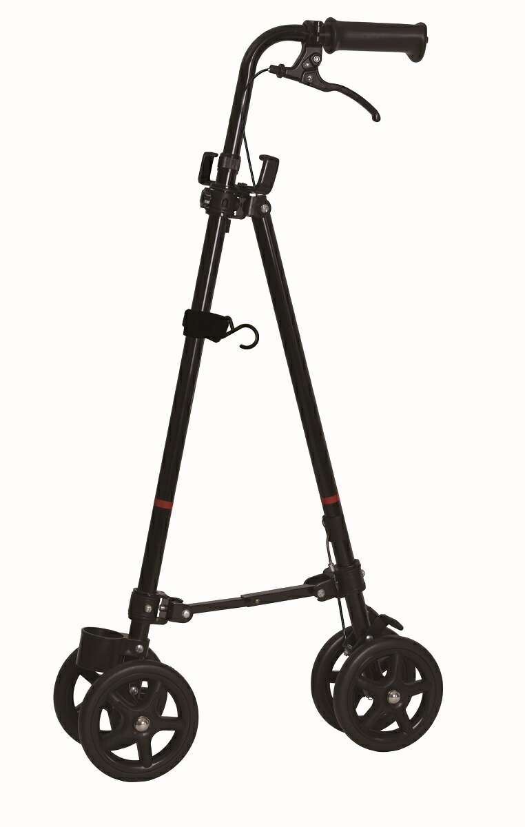 【 35％OFF 】 杖 介護用品 送料無料 フジホーム ハンドレールステッキ2 ブラック WB5135 (10000173) つえ 折りたたみ ４輪 伸縮 自立式 車輪付 ブレーキ付 ハンドル おしゃれ ステッキ 一本杖 歩行補助 転倒防止 プレゼント 散歩