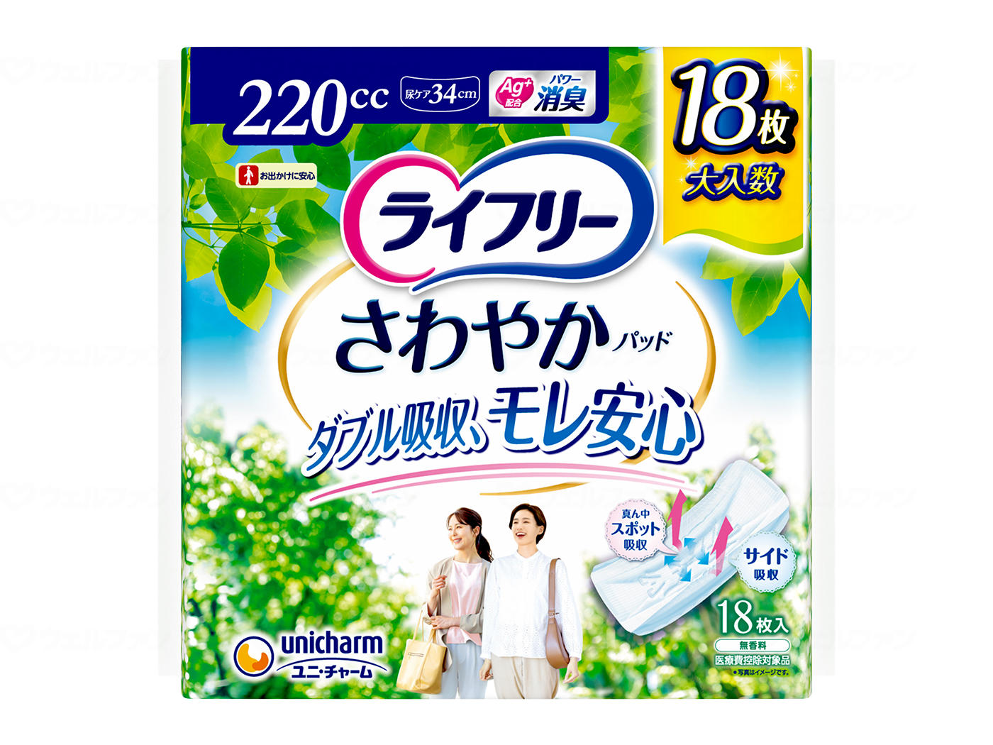 ライ無償性 口さかしいパッド 特に多くの時でも1枚で楽になること 220竓 18枚入 40289 ユニ・チャーム 尿とりパッド 室内用便器 介護 老いらく者 失禁 御通じ